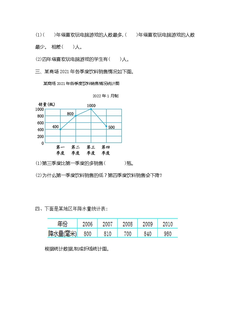 冀教版五年级下册第7单元 折线统计图 讲义+练习（含答案）02