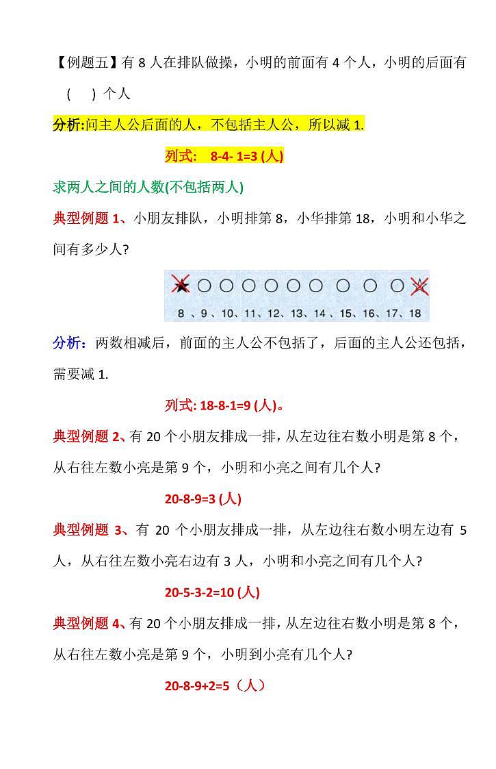一年级排队问题解题方法+典型题型（无答案）03