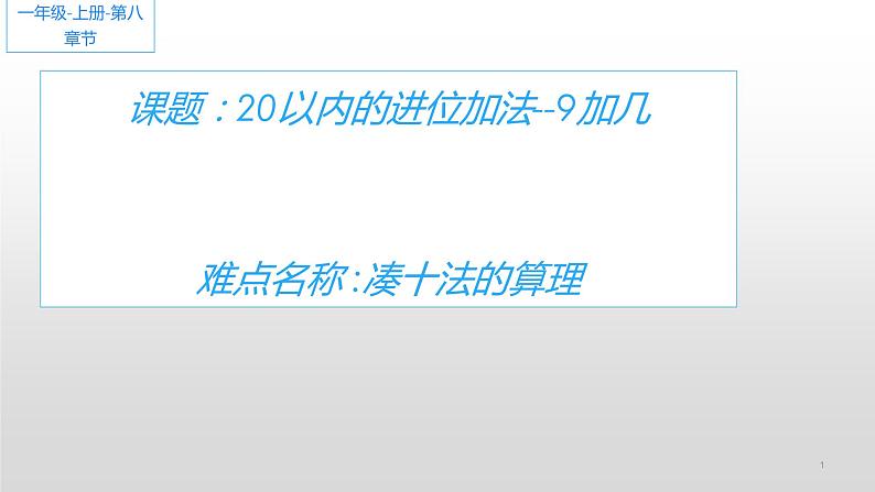 人教版数学20以内进位加法-9加几课件第1页