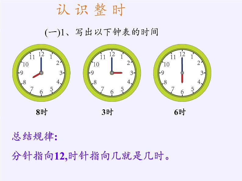 人教版一年级数学上册 7.认识钟表(32)课件第7页