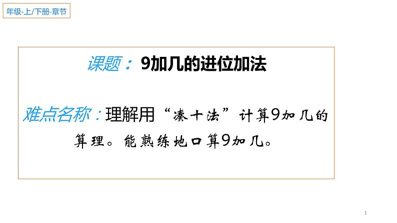 人教版一年级数学上册 8.1 9加几(23)课件第1页