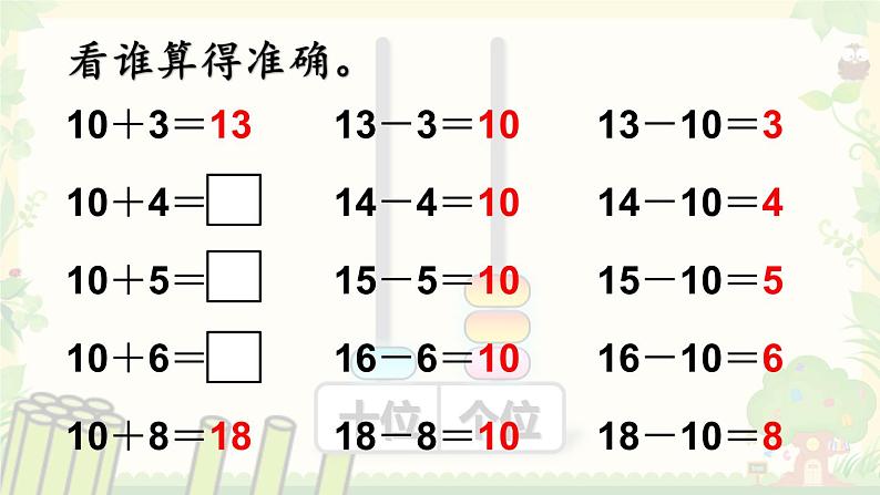 人教版一年级数学上册 十几加几和相应的减法课件第8页