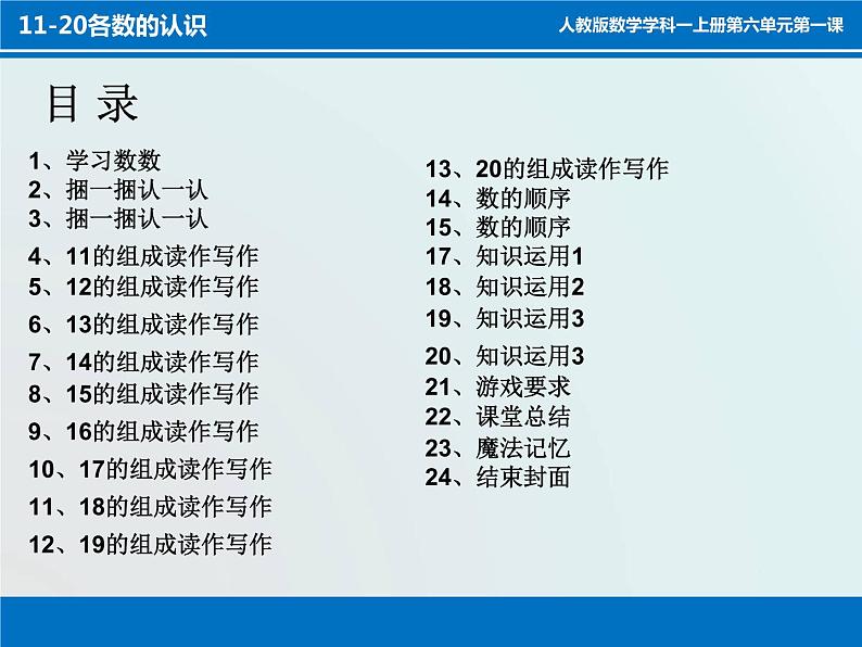 人教版一年级数学上册 6 11-20各数的认识(4)课件第2页