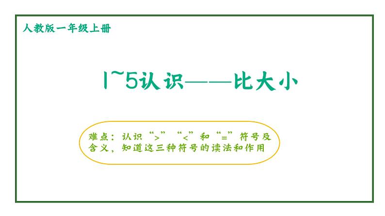 人教版一年级数学上册 用“ 》”“《” “ ＝ ” 表示两个数之间的关系（1~5）课件第1页