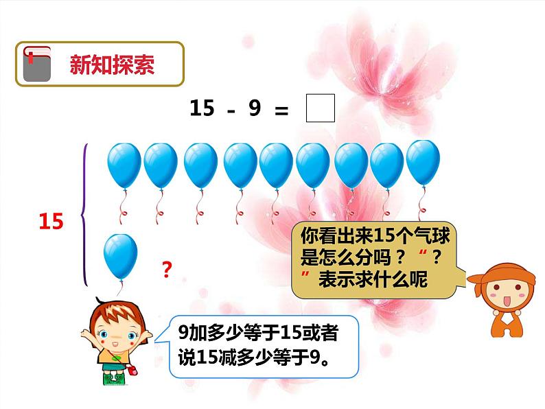 人教版小学数学一年级十几减9的算理（破十法、想加算减）课件第5页