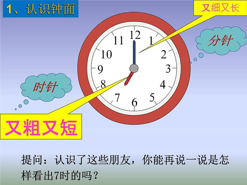 人教版一年级数学上册 会用两种方法表示钟面上的时刻(2)课件06