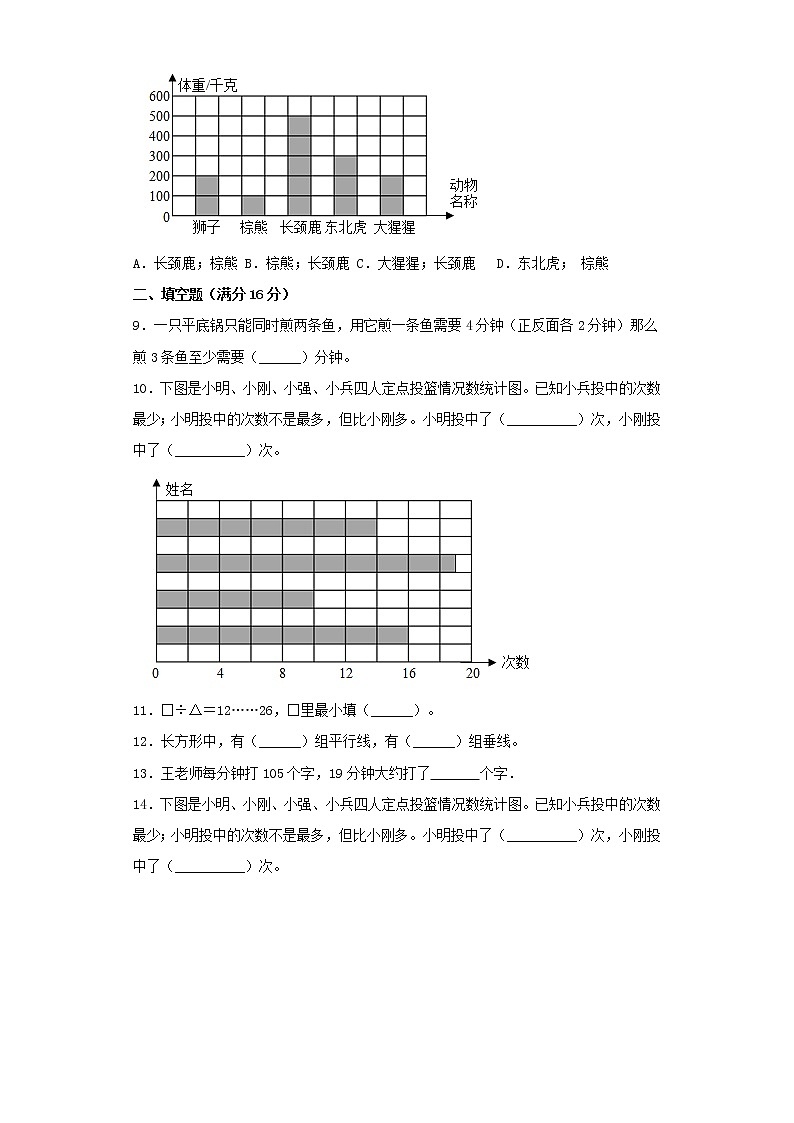人教版小学数学四年级上册期末常考易错题专项特训卷5（word版含答案）02