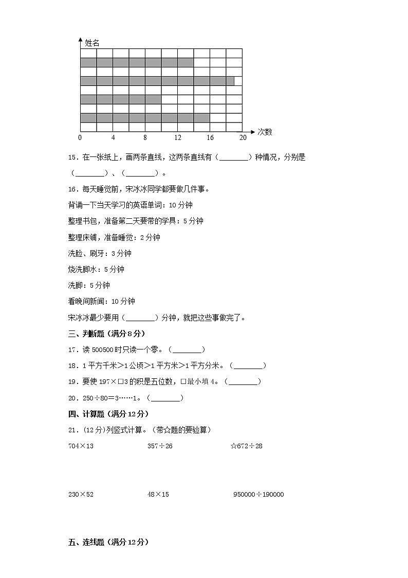 人教版小学数学四年级上册期末常考易错题专项特训卷5（word版含答案）03
