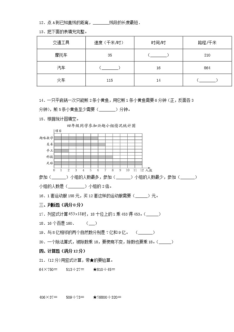 人教版小学数学四年级上册期末常考易错题专项特训卷6（word版含答案）02
