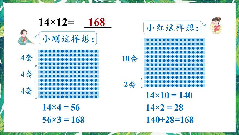 人教版数学三下 2 笔算乘法第1课时 两位数乘两位数（不进位）的笔算方法 课件第4页