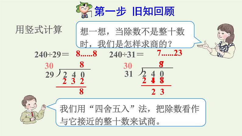 四年级数学上册6除数是两位数的除法6.2笔算除法第4课时商是一位数的笔算除法除数不接近整十数的试商方法预习课件新人教版第2页