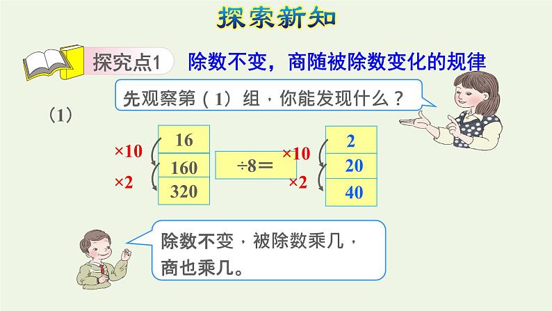 四年级数学上册6除数是两位数的除法6.2笔算除法第7课时商的变化规律的认识授课课件新人教版04