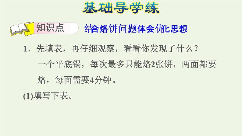 四年级数学上册8数学广角__优化第2课时烙饼问题习题课件新人教版05