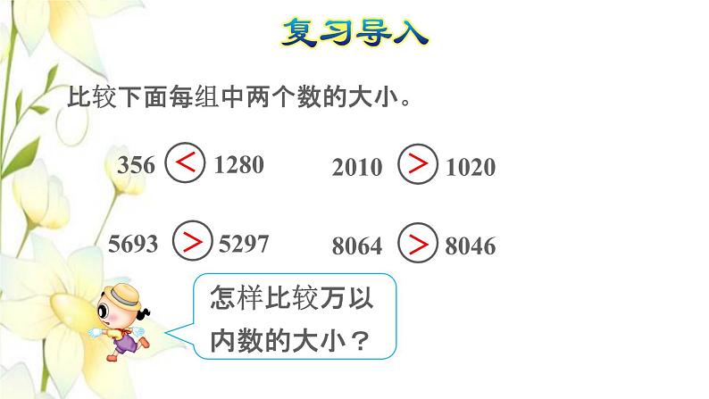 2021四年级数学上册1大数的认识1.1亿以内数的认识第4课时亿以内数的大小比较授课课件新人教版第2页