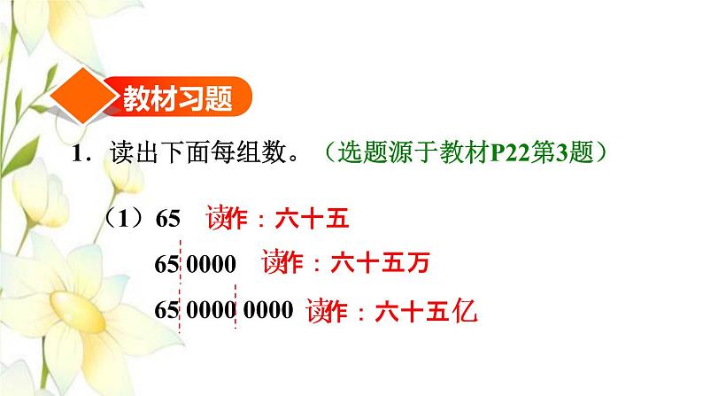 四年级数学上册1大数的认识1.3亿以上数的认识第1课时亿以上数的读法习题课件新人教版第2页