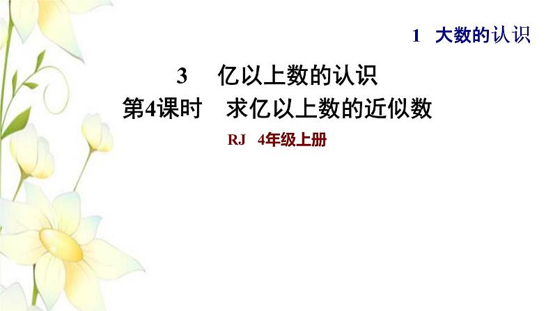 四年级数学上册1大数的认识1.3亿以上数的认识第4课时求亿以上数的近似数习题课件新人教版第1页