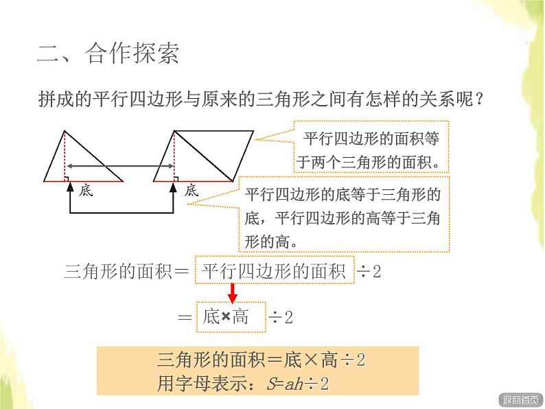 五年级数学上册五生活中的多边形__多边形的面积信息窗2三角形的面积授课课件青岛版六三制07