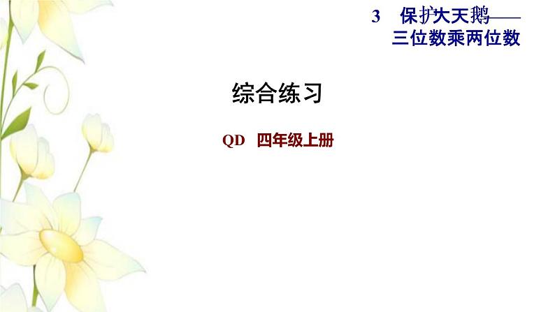 四年级数学上册第3单元保护天鹅__三位数乘两位数综合练习课件青岛版六三制01