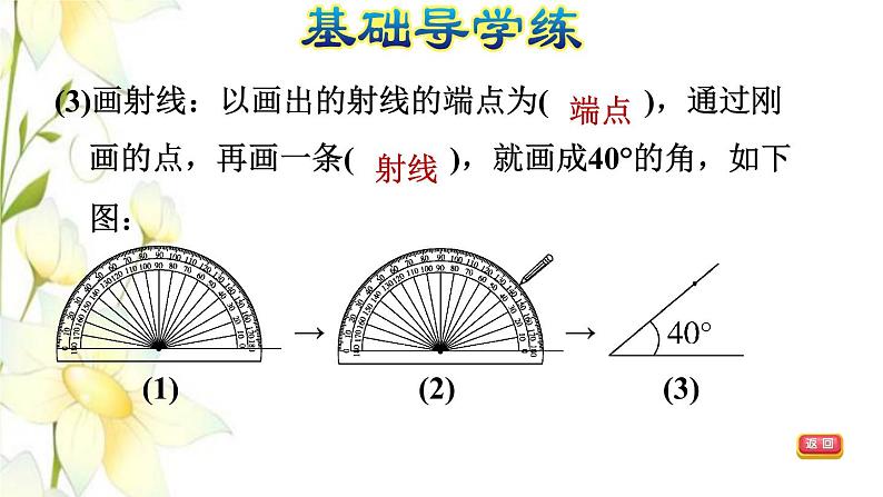 四年级数学上册第2单元繁忙的工地__线和角第4课时画角习题课件青岛版六三制04