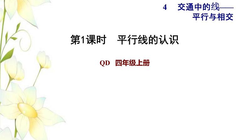 四年级数学上册第4单元保护天鹅__三位数乘两位数第1课时平行线的认识习题课件青岛版六三制01