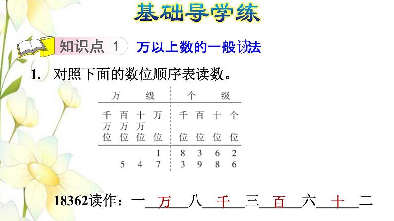 四年级数学上册第1单元大数知多少__万以上数的认识第3课时万以上数的读法习题课件青岛版六三制03