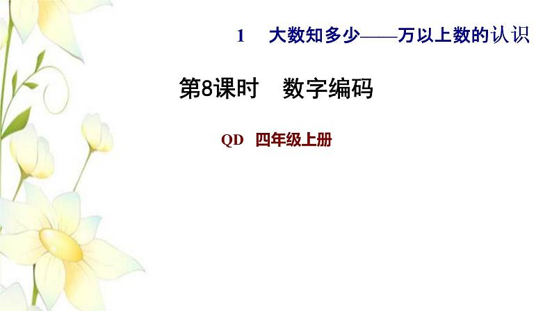 四年级数学上册第1单元大数知多少__万以上数的认识第8课时数字编码习题课件青岛版六三制01