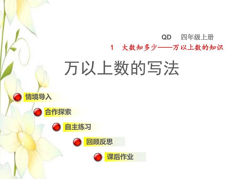 四年级数学上册第1单元大数知多少__万以上数的认识第4课时万以上数的写法授课课件青岛版六三制01