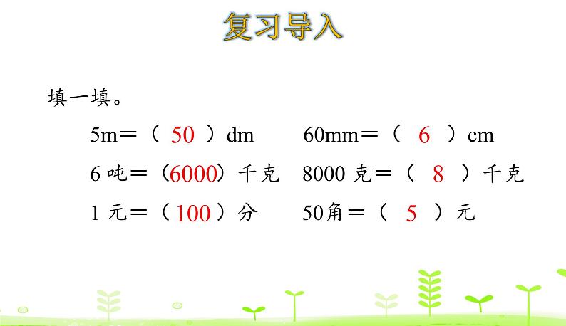 人教数学四年级下册 第4单元 小数的意义和性质4.7 小数与单位换算第3页