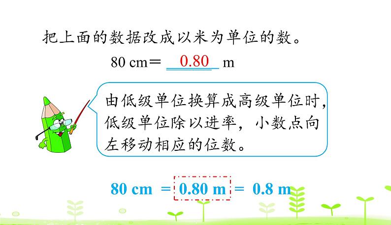 人教数学四年级下册 第4单元 小数的意义和性质4.7 小数与单位换算第8页