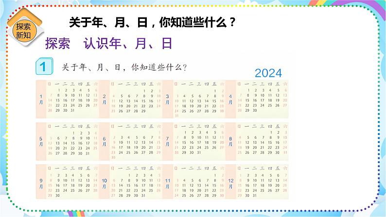 人教版小学数学三年级下册6.1《年、月、日的认识》课件+练习06