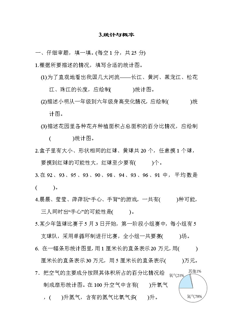 2022年人教版小学数学六年级小升初专题复习卷3（含答案）第1页