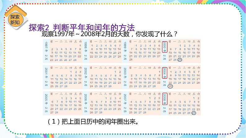 人教版小学数学三年级下册6.2《平年、闰年的认识》课件+练习07