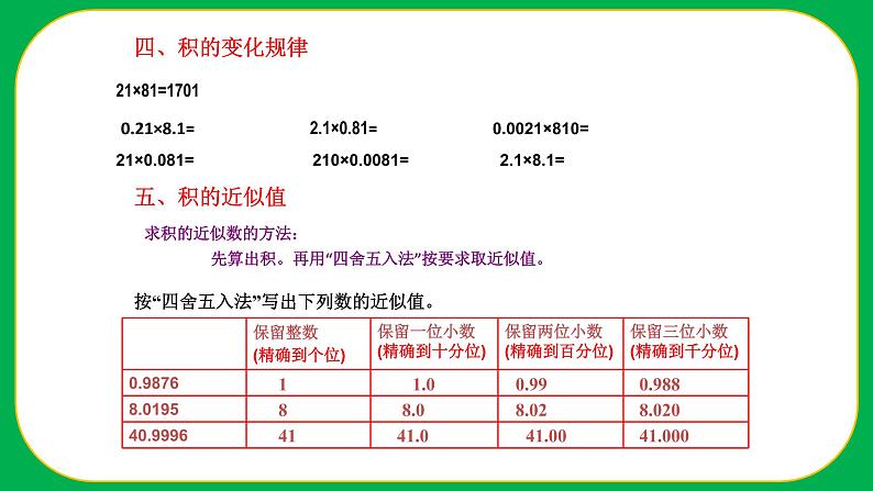 人教版小学数学五年级上册《小数乘法——整理与复习》课件08