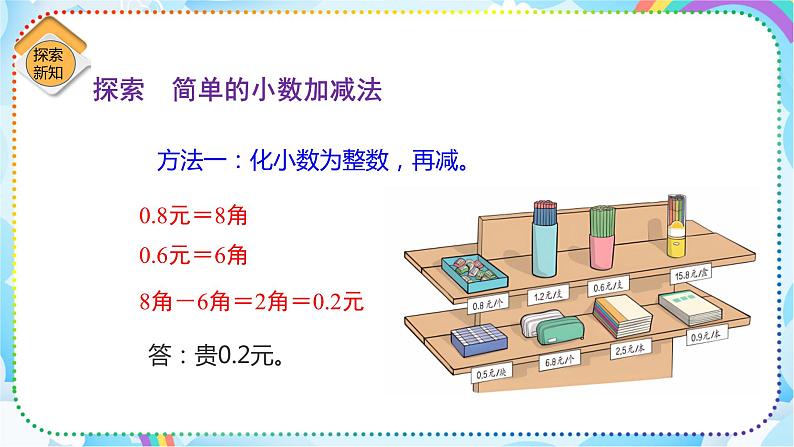 人教版小学数学三年级下册7.3《简单的小数加减》课件+练习07