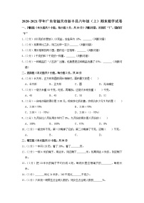 2020-2021学年广东省韶关市新丰县六年级（上）期末数学试卷（含答案）