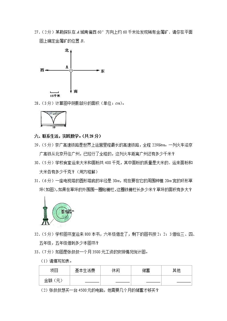 2020-2021学年云南省玉溪市峨山县六年级（上）期末数学模拟试卷（含答案）第3页