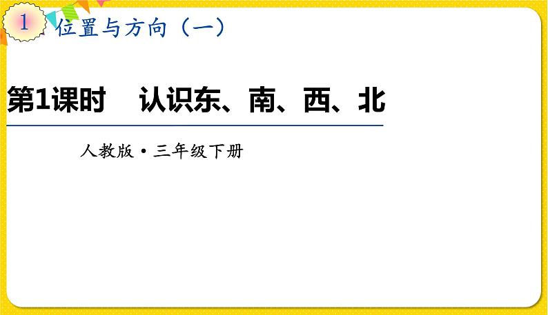 人教版三年级下册数学第一单元——第1课时  认识东、南、西、北课件PPT01