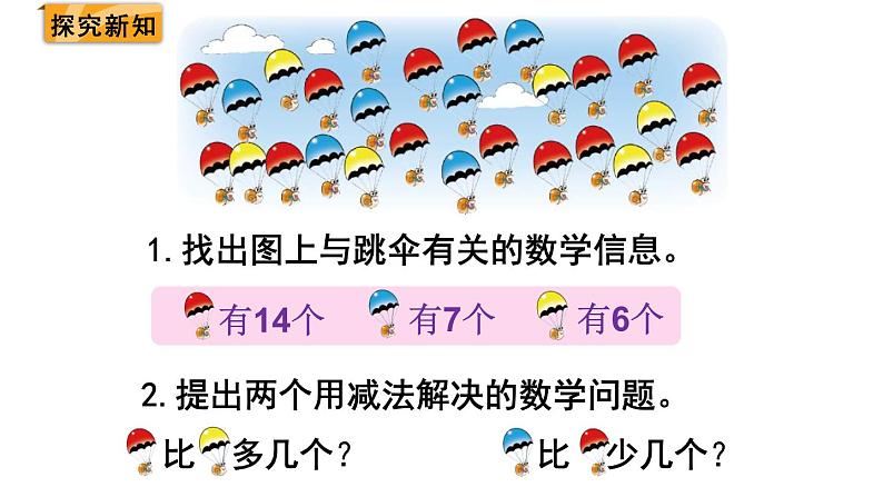 2021-2022学年北师大版一年级数学下册第一单元 第5课时  跳伞表演（1）课件PPT第3页