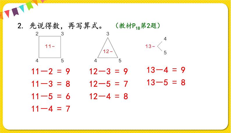 人教版数学一年级下册第二单元——第4课时十几减5、4、3、2【教学课件+习题课件】06