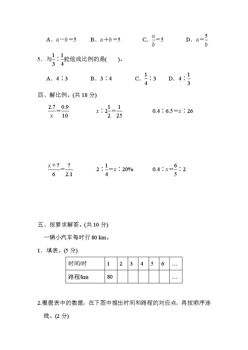 2022年北师大版小学数学六年级下册第四单元测试卷01（含答案）第3页