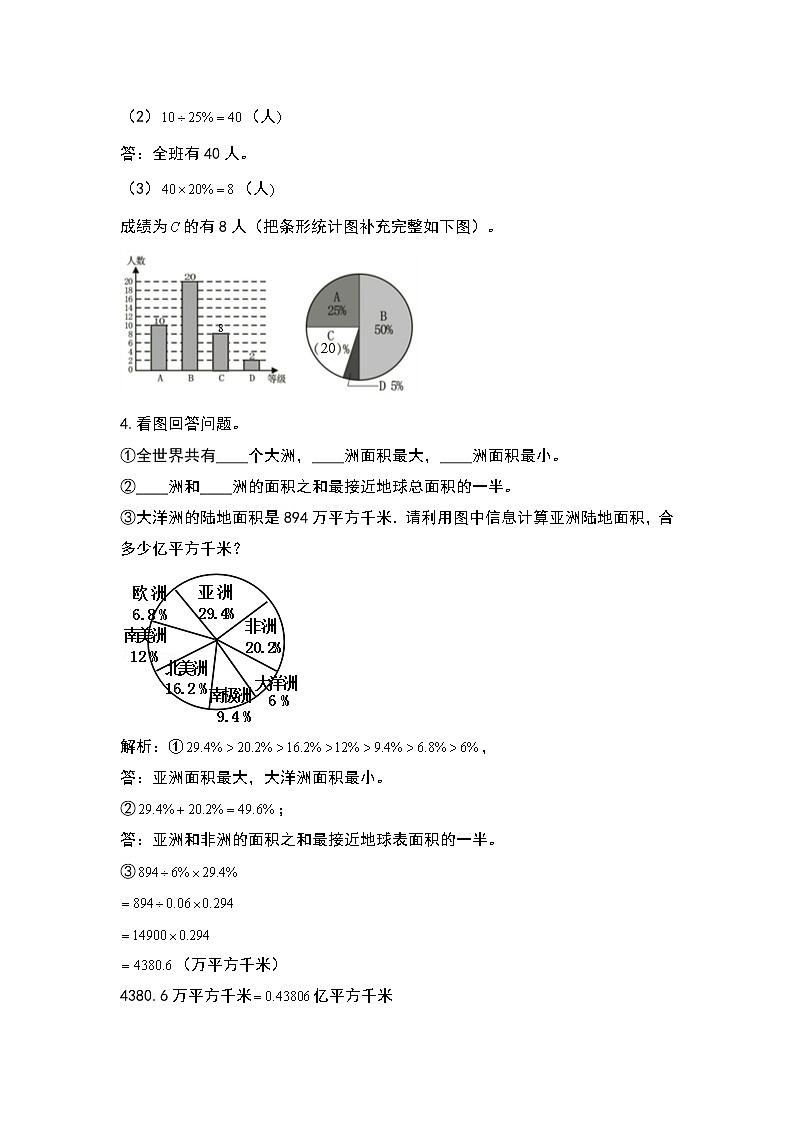2021-2022学年六年级数学上册期末复习系列之扇形统计图专项练习（解析版）03