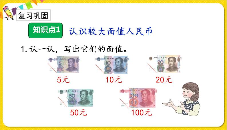 人教版数学一年级下册第五单元——第2节  认识1元以上的人民币【教学课件+习题课件】02