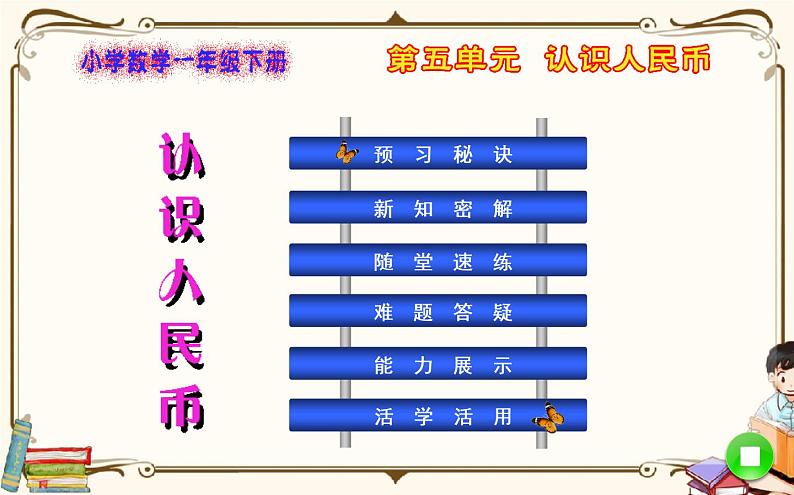 人教版数学 一年级下册 第五单元课件：第1课时  认识人民币01