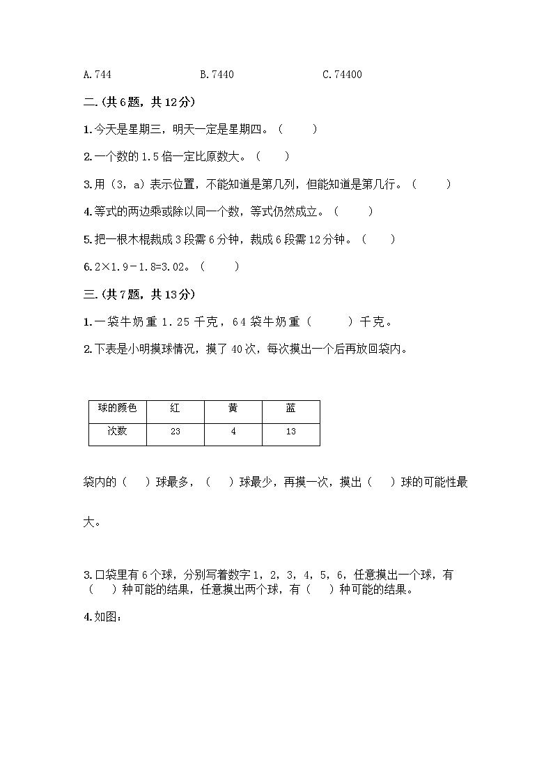 人教版五年级上册数学期末试卷（能力提升）第2页