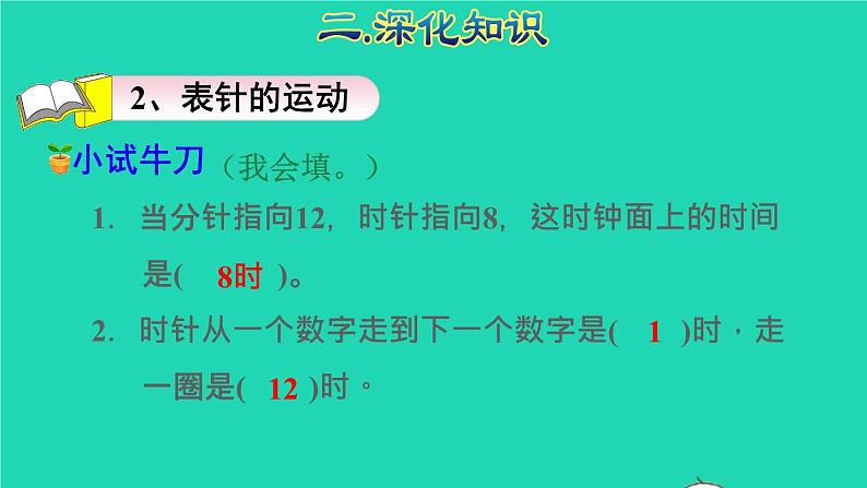 2021二年级数学上册总复习空间与图形(二)认识时间授课课件新人教版07