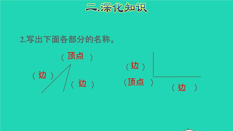 2021二年级数学上册总复习空间与图形(三)角的初步认识授课课件新人教版07