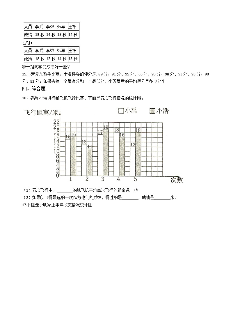 北师大版五年级数学下册一课一练8.3平均数的再认识（含答案）第3页