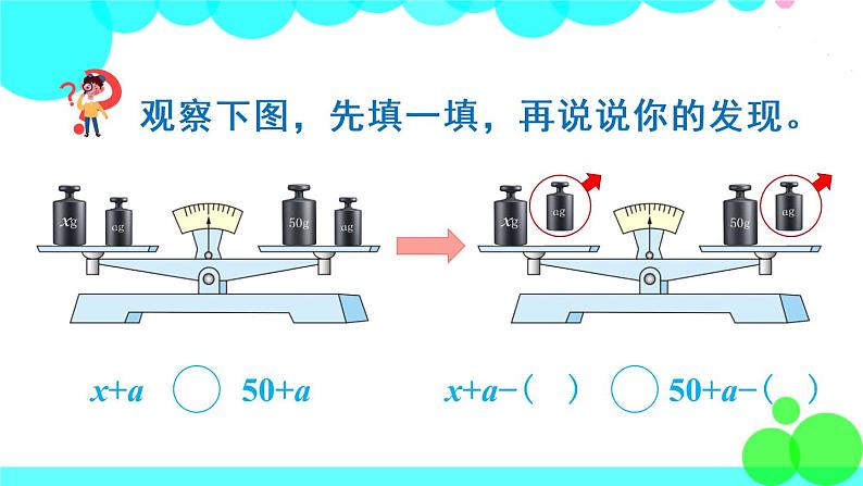 苏教数学五年级下册 一 简易方程 第2课时 等式的性质（1） PPT课件07