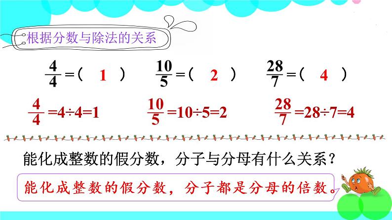 苏教数学五年级下册 四 分数的意义和性质 第5课时 假分数化成整数或带分数 PPT课件07