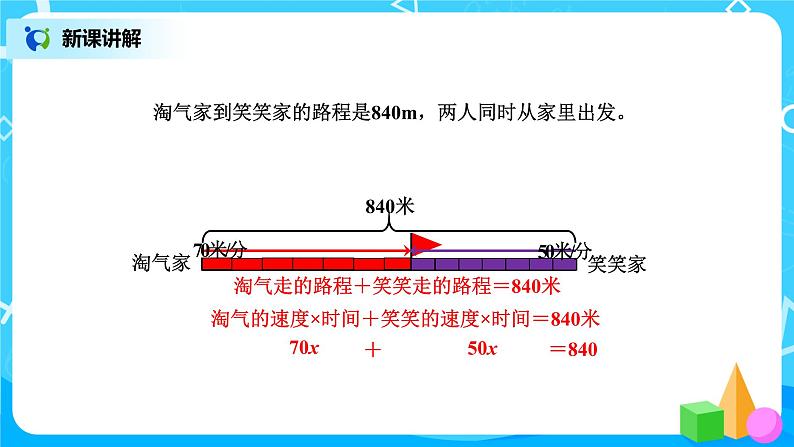 北师版小学数学五年级下册7.2《相遇问题》课件第5页